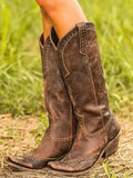 Damen Cowboystiefel kniehoch mit auffälligem Nieten-Design - J&B - 1 - Atelier-Zofia