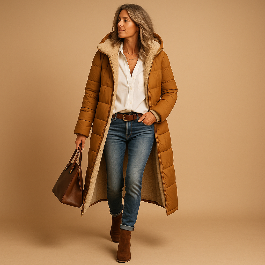 Eleganter Damen Wintermantel mit Kapuze und gemütlichem Innenfutter - J&B - 3 - Atelier-Zofia