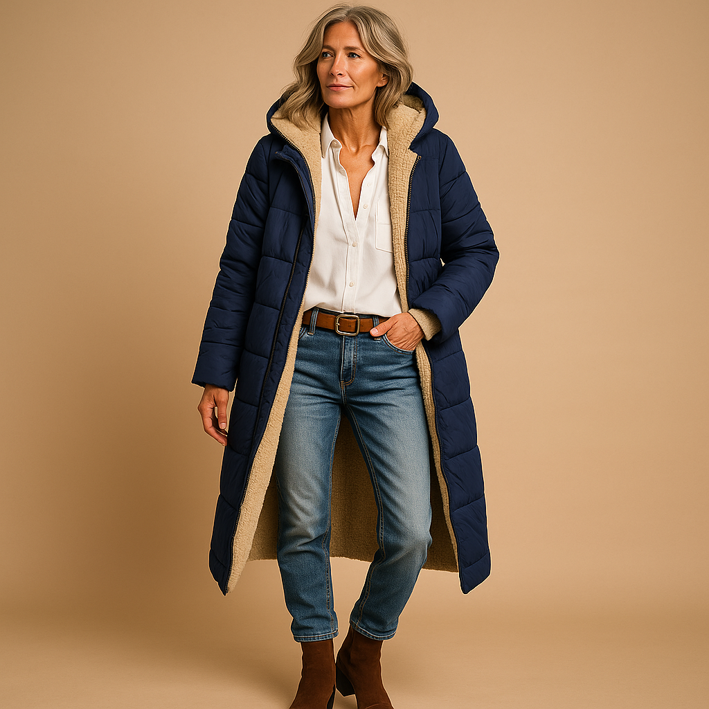 Eleganter Damen Wintermantel mit Kapuze und gemütlichem Innenfutter - J&B - 5 - Atelier-Zofia