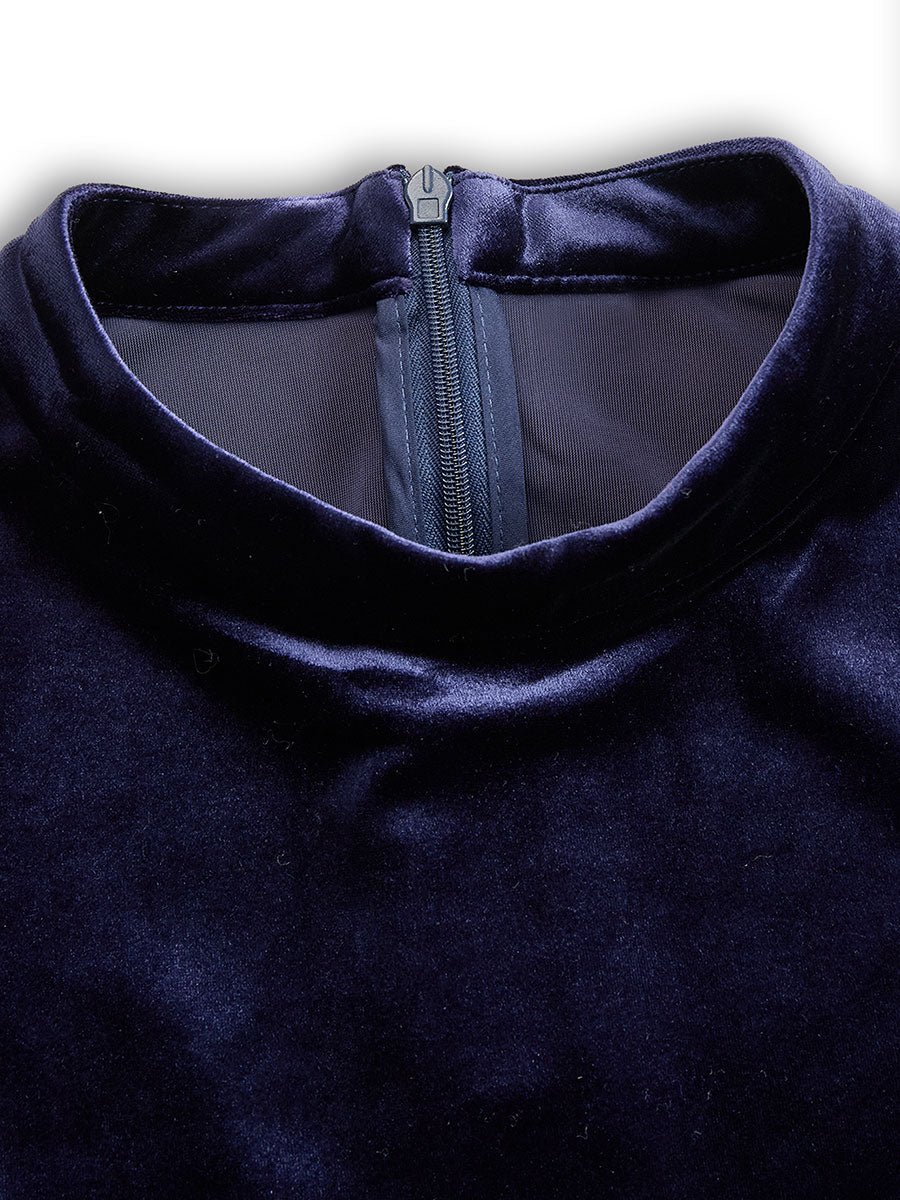 Damen Maxikleid in A-Linie mit langem Arm und luxuriöser Samtoptik - J&B - 12 - Atelier-Zofia