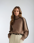 Stylischer Rollkragenpullover für Damen mit modernen Akzenten - J&B - 1 - Atelier-Zofia