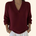 Stylischer Damenpullover mit V-Ausschnitt und lässiger Passform - J&B - 1 - Atelier-Zofia