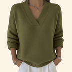Stylischer Damenpullover mit V-Ausschnitt und lässiger Passform - J&B - 3 - Atelier-Zofia