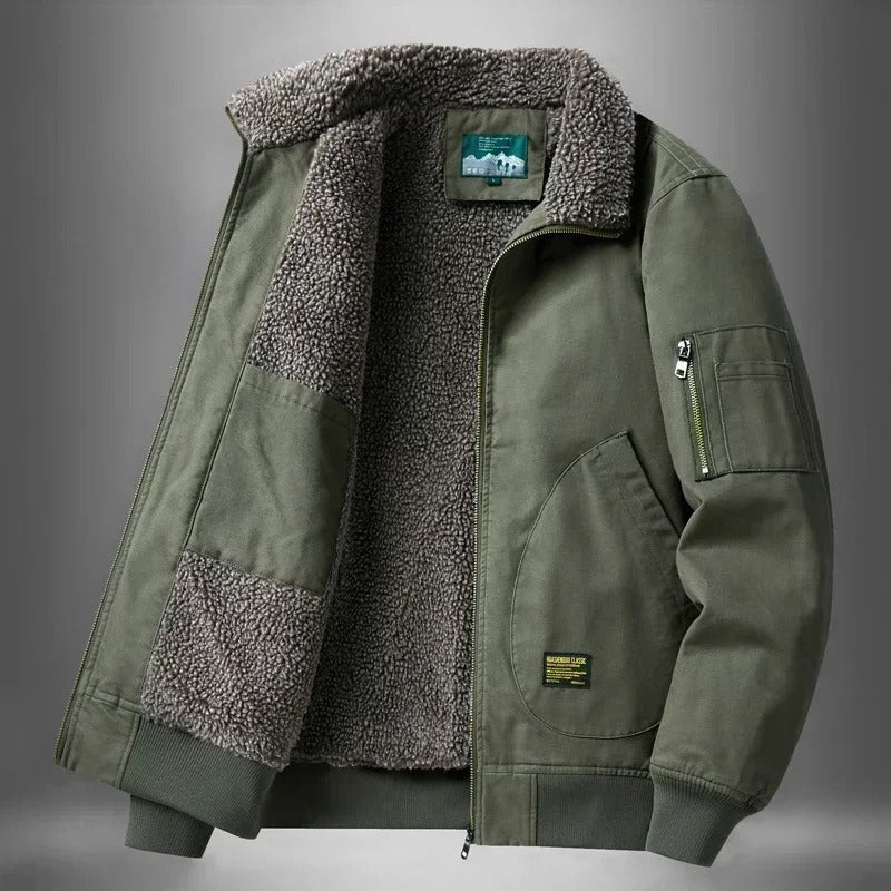 Bomberjacke für Herren, mit Sherpa-Futter und Reißverschluss - 2 - Jasminaboutique.com