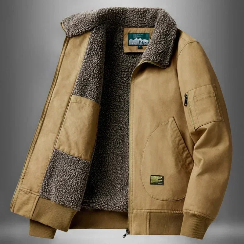 Herren Bomberjacke mit warmem Sherpa-Futter und praktischem Reißverschluss - J&B - 3 - Atelier-Zofia