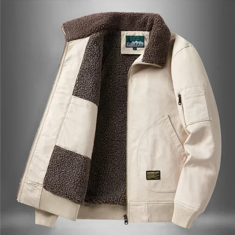 Herren Bomberjacke mit warmem Sherpa-Futter und praktischem Reißverschluss - J&B - 4 - Atelier-Zofia