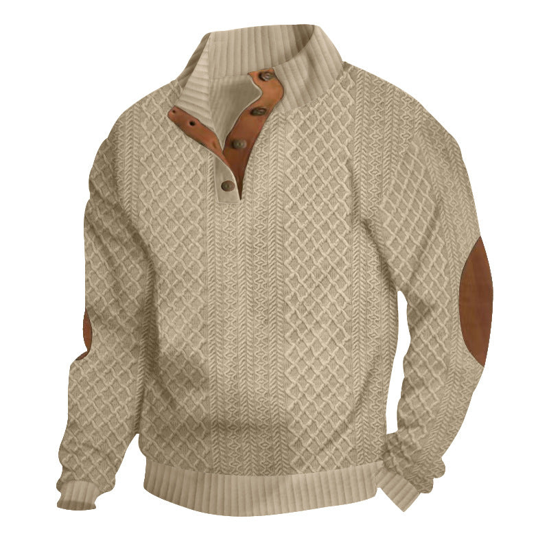 Eleganter Herrenpullover mit Jacquard-Muster und Knopfverschluss - J&B - 1 - Atelier-Zofia