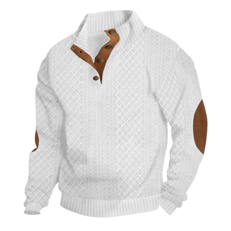 Eleganter Herrenpullover mit Jacquard-Muster und Knopfverschluss - J&B - 2 - Atelier-Zofia