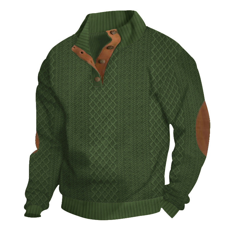 Eleganter Herrenpullover mit Jacquard-Muster und Knopfverschluss - J&B - 3 - Atelier-Zofia