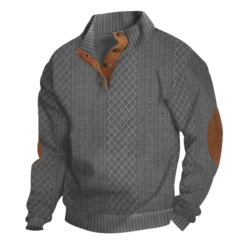 Eleganter Herrenpullover mit Jacquard-Muster und Knopfverschluss - J&B - 4 - Atelier-Zofia