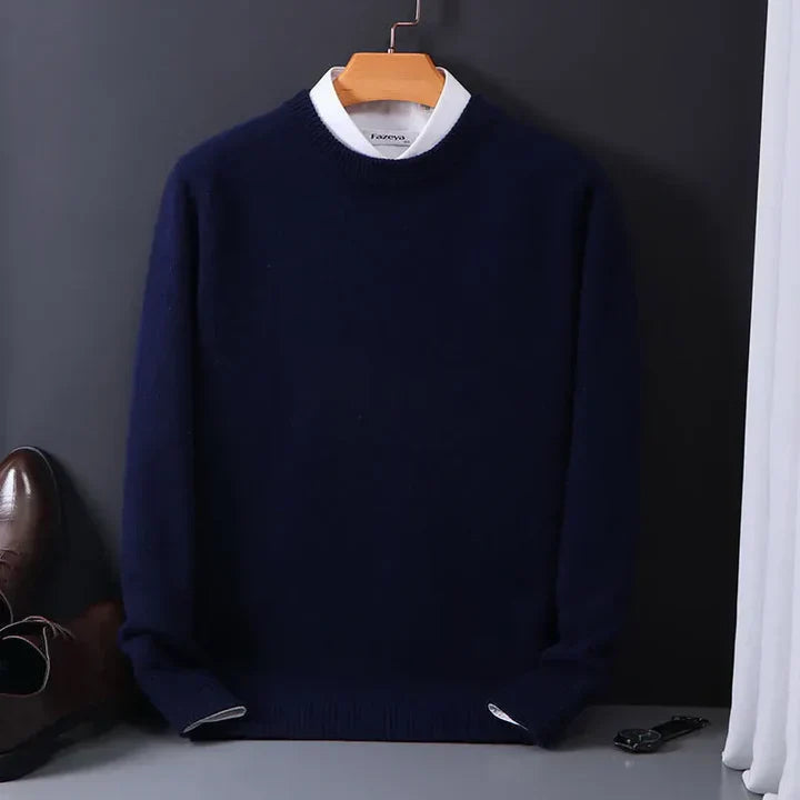 Eleganter Herrenpullover aus feinstem Kaschmir mit Rundhalsausschnitt - J&B - 3 - Atelier-Zofia