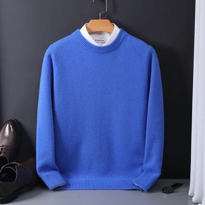 Eleganter Herrenpullover aus feinstem Kaschmir mit Rundhalsausschnitt - J&B - 4 - Atelier-Zofia