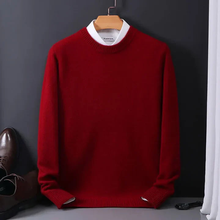 Eleganter Herrenpullover aus feinstem Kaschmir mit Rundhalsausschnitt - J&B - 5 - Atelier-Zofia