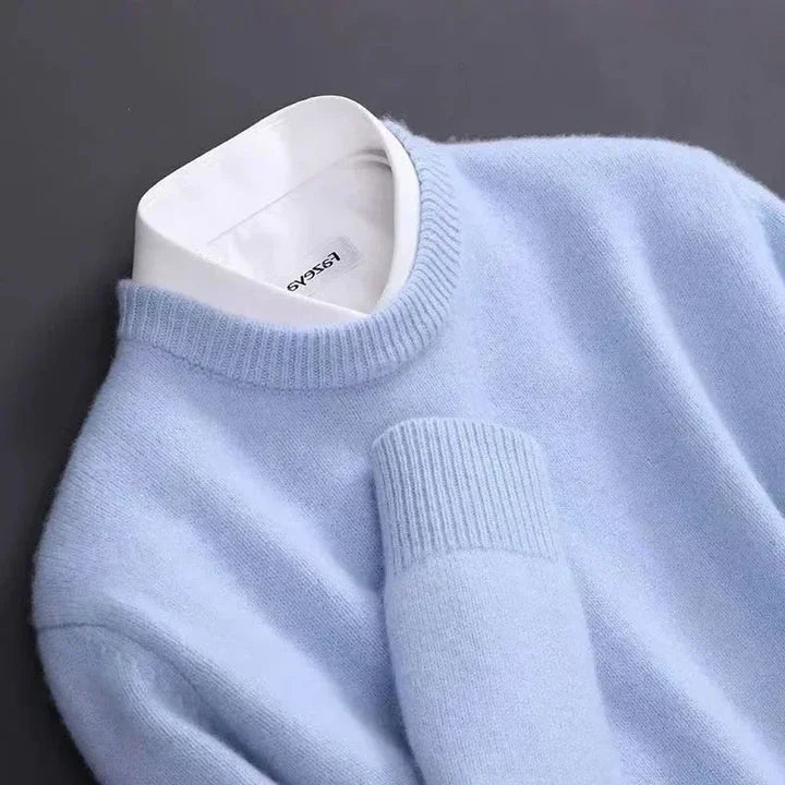 Eleganter Herrenpullover aus feinstem Kaschmir mit Rundhalsausschnitt - J&B - 8 - Atelier-Zofia