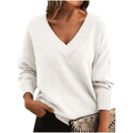 Modischer Damen-Strickpullover mit V-Ausschnitt und lässigem Schnitt - J&B - 1 - Atelier-Zofia
