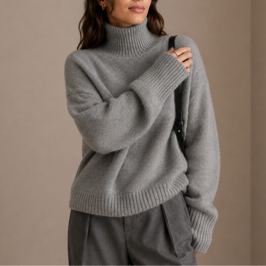 Damen Oversize Strickpullover mit Rollkragen - J&B - 1 - Atelier-Zofia