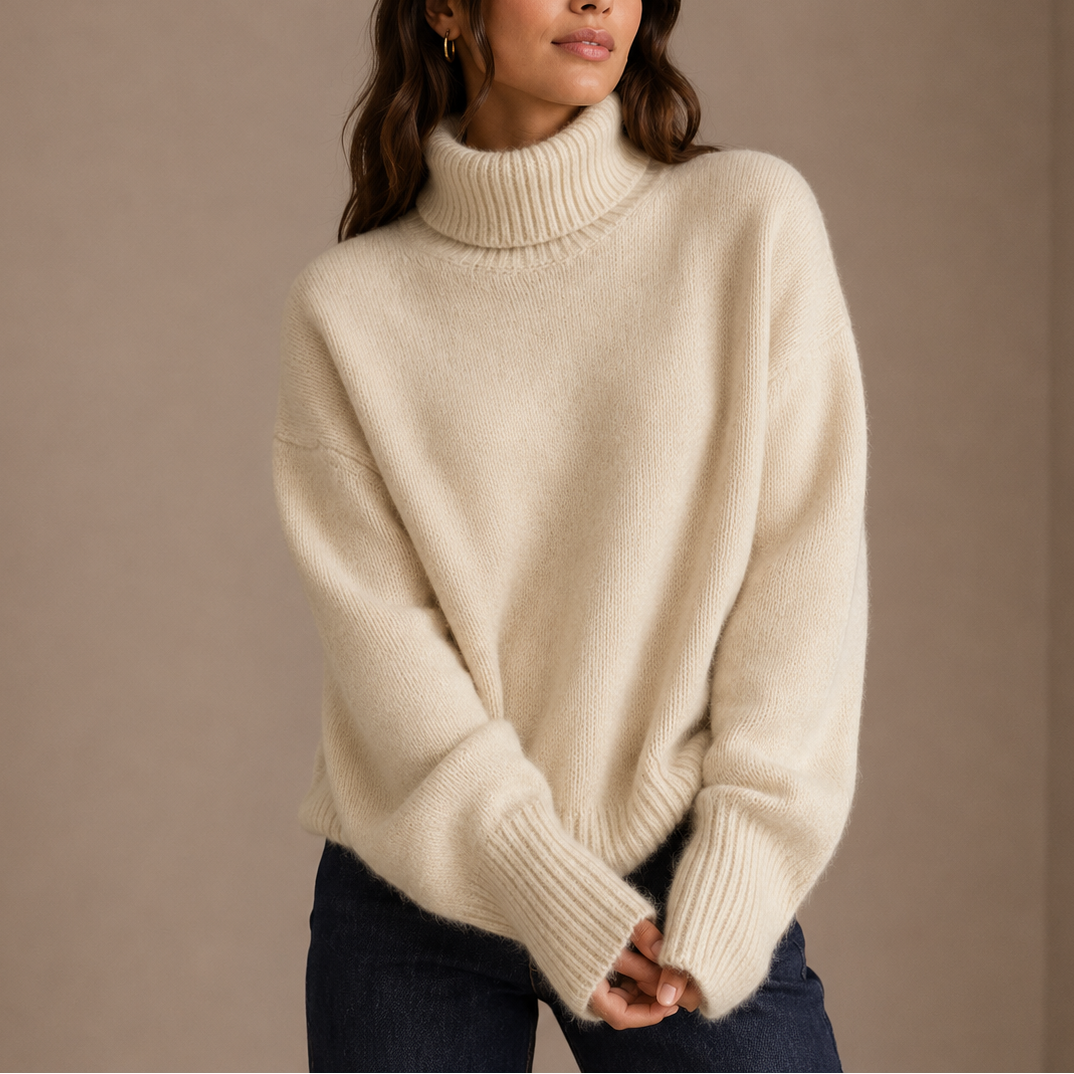 Damen Oversize Strickpullover mit Rollkragen - J&B - 3 - Atelier-Zofia