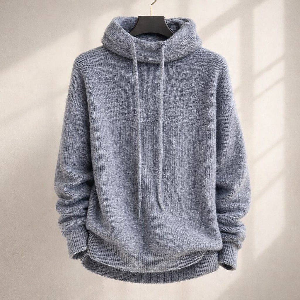 Modischer Damen-Hoodie mit lässigem Schnitt, Wasserfallkragen und strukturierten Details - J&B - 2 - Atelier-Zofia
