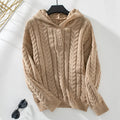 Damen Strick-Hoodie mit Knopfdetail und legerer Passform - J&B - 3 - Atelier-Zofia