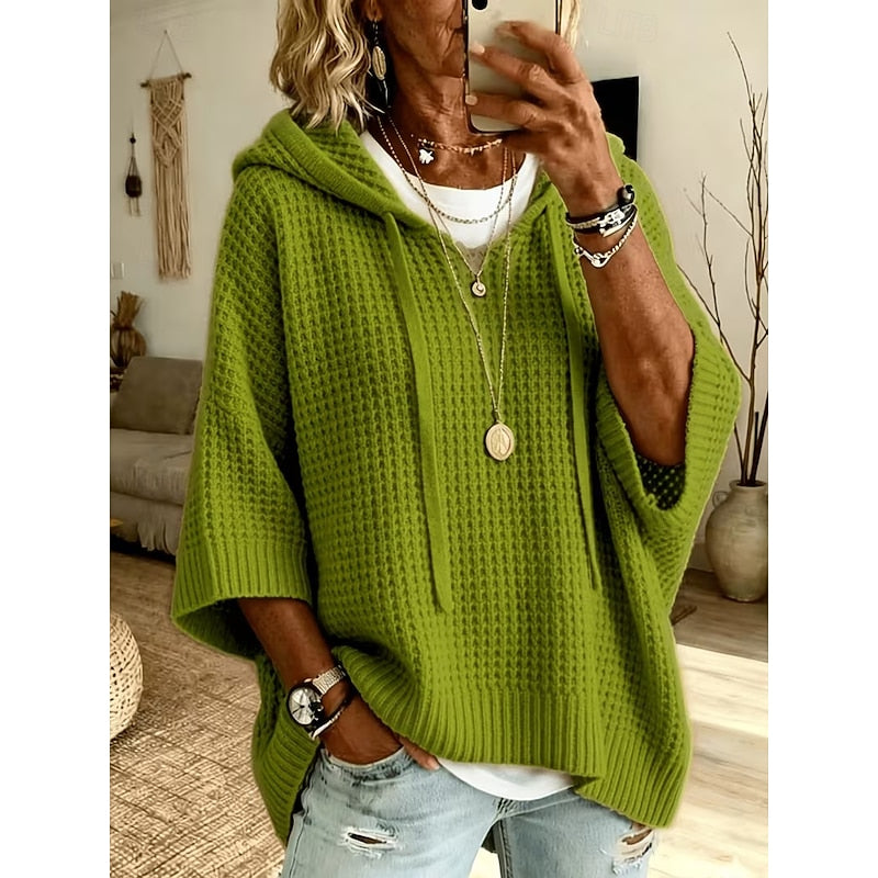 Bequemer Damen-Hoodie mit lässiger Waffelstruktur - J&B - 4 - Atelier-Zofia