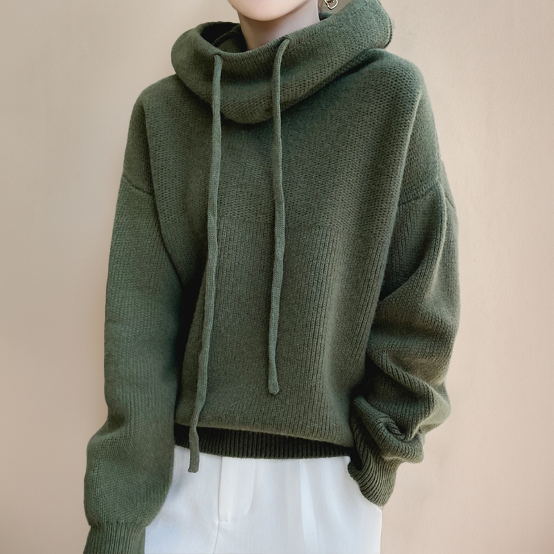 Bequemer Damen-Hoodie im Oversize-Stil mit Kapuze und verstellbarem Kordelzug - J&B - 1 - Atelier-Zofia