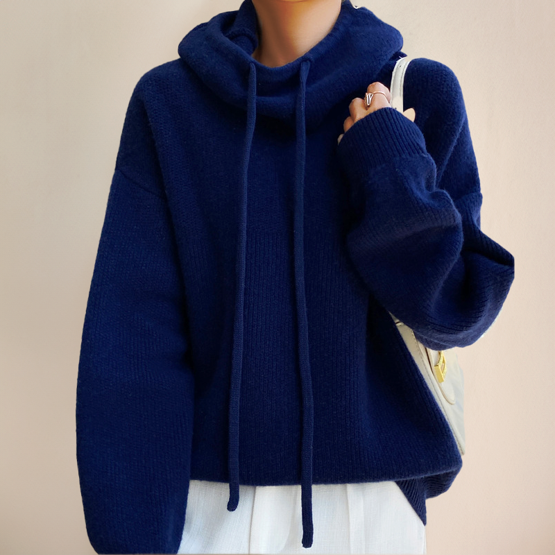 Bequemer Damen-Hoodie im Oversize-Stil mit Kapuze und verstellbarem Kordelzug - J&B - 7 - Atelier-Zofia