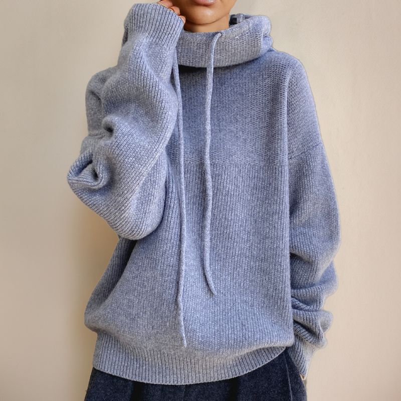 Bequemer Damen-Hoodie im Oversize-Stil mit Kapuze und verstellbarem Kordelzug - J&B - 8 - Atelier-Zofia