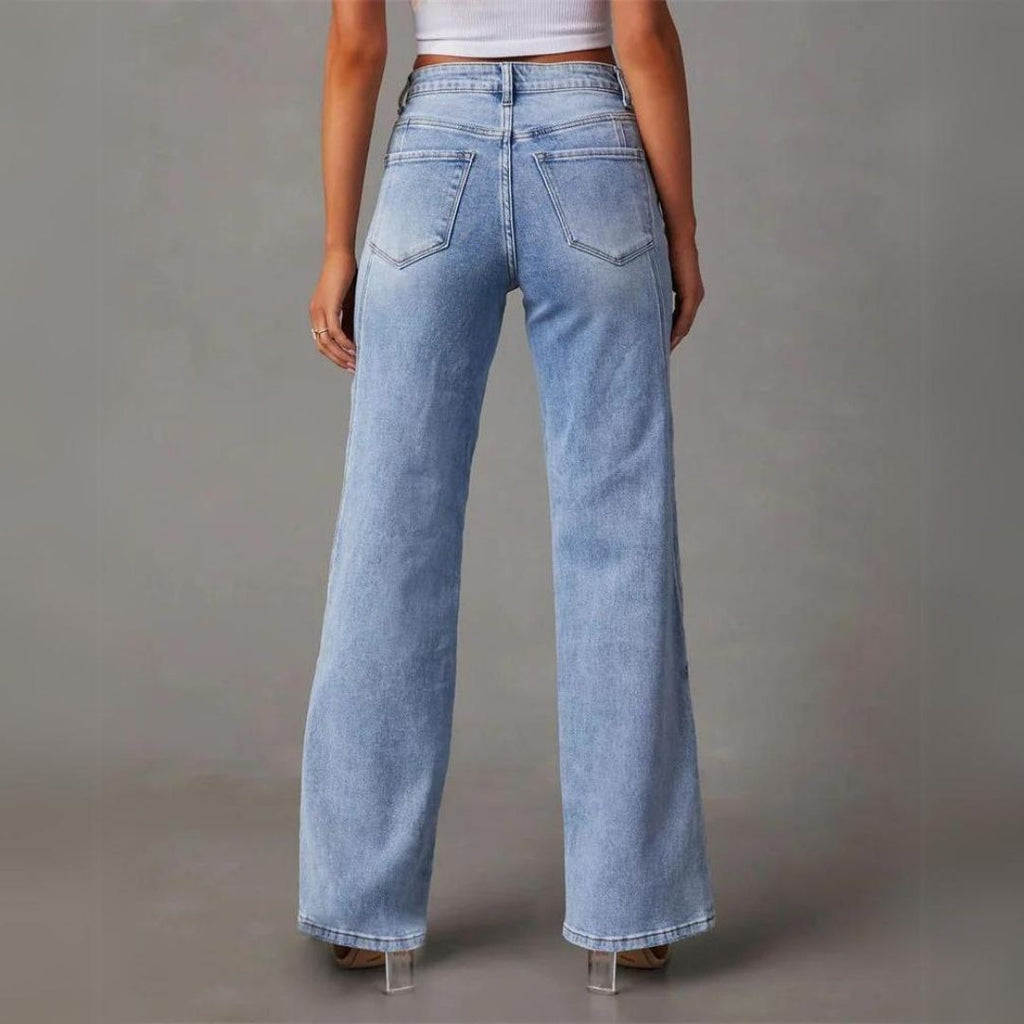 Damen Jeans mit hohem Bund und ausgestelltem Bein - J&B - 5 - Atelier-Zofia