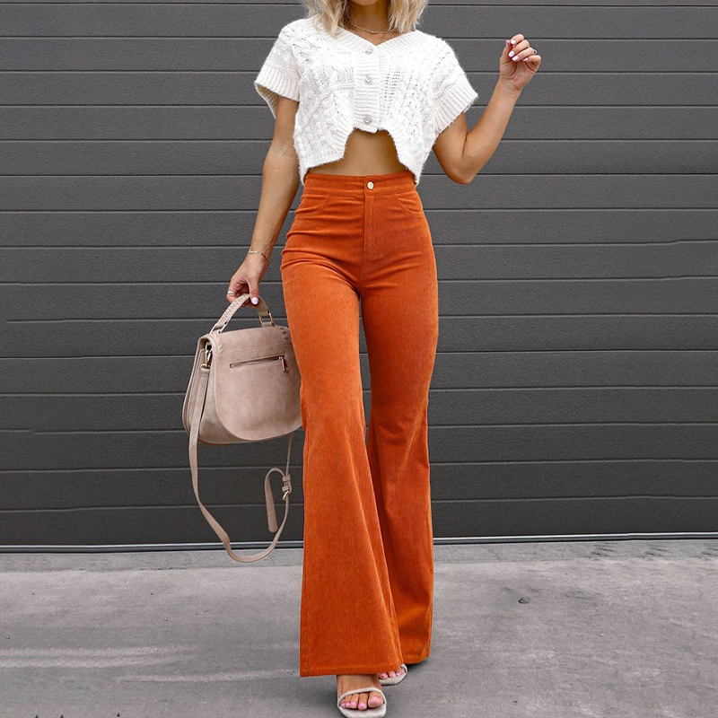 Elegante Damenhose mit hohem Bund und ausgestelltem Schnitt - J&B - 1 - Atelier-Zofia
