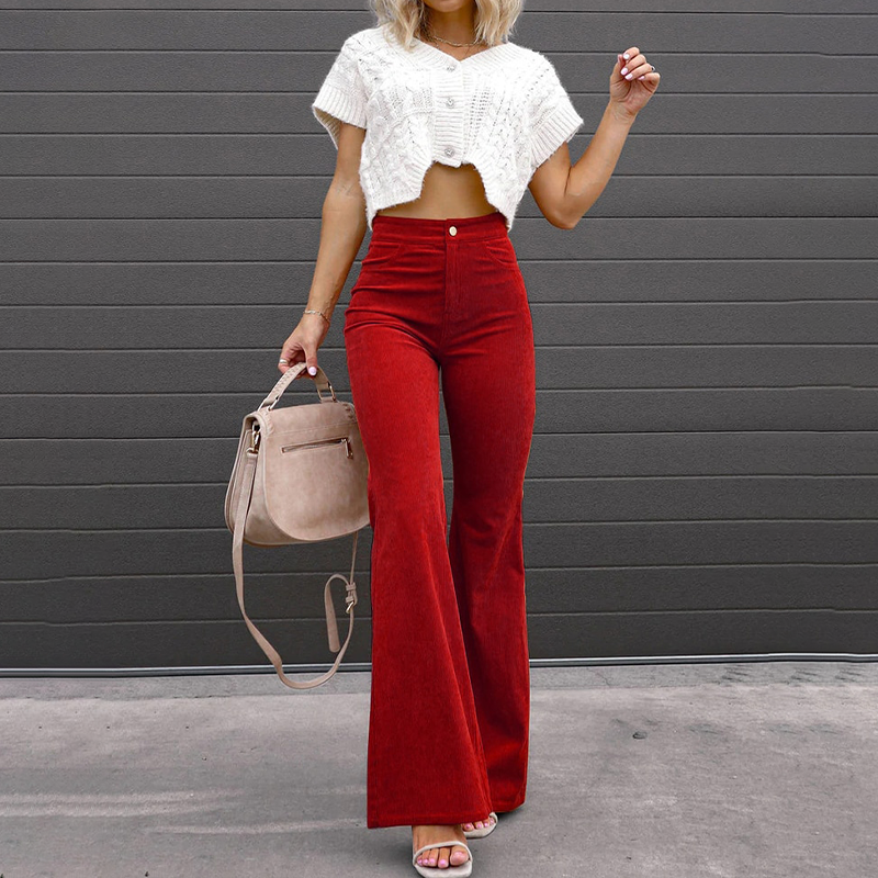 Elegante Damenhose mit hohem Bund und ausgestelltem Schnitt - J&B - 6 - Atelier-Zofia
