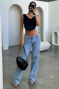 Bequeme Damenjeans mit weitem Bein in sanfter Hellblau-Waschung - J&B - 6 - Atelier-Zofia