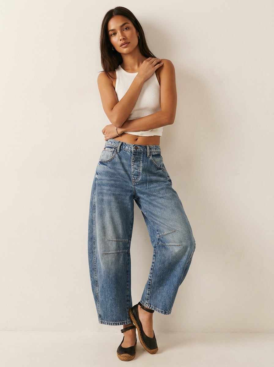 Weit geschnittene Damenhose mit hoher Taille und entspannter Passform - J&B - 4 - Atelier-Zofia