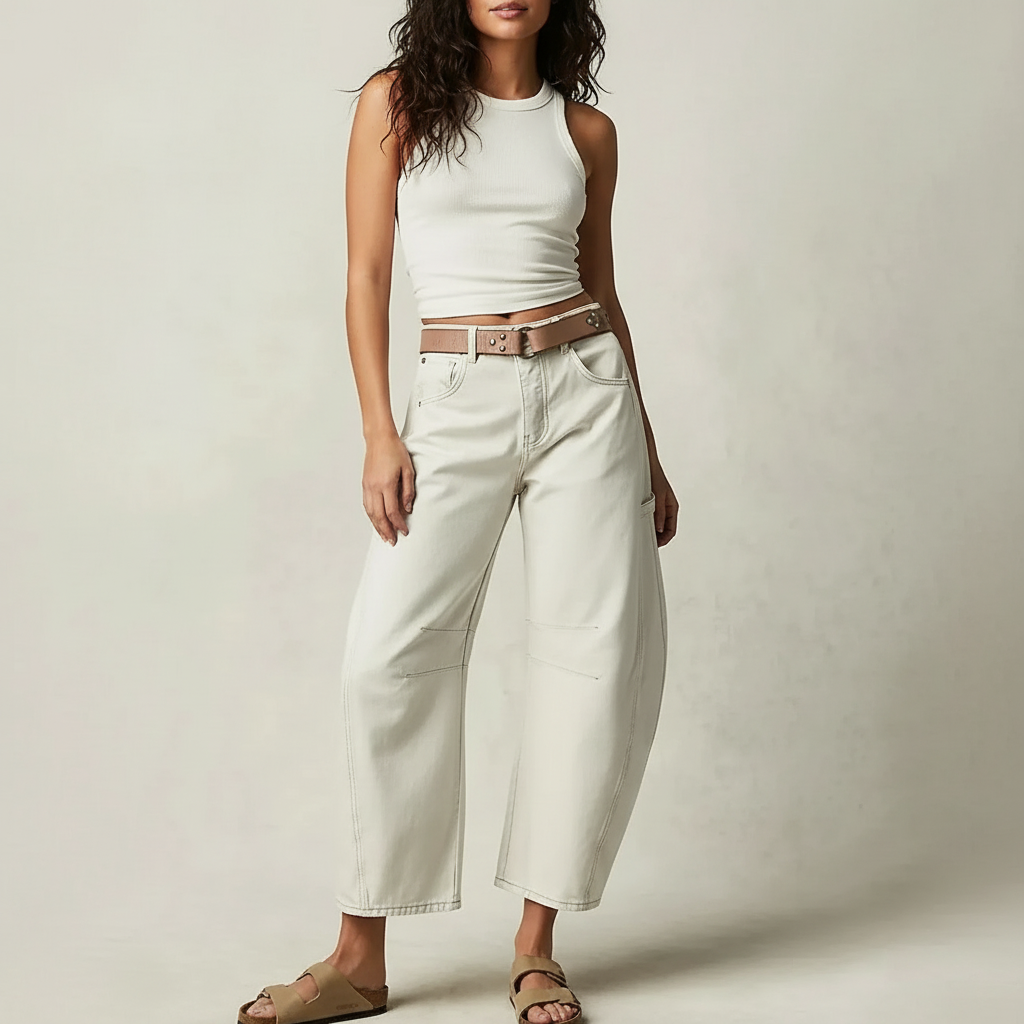 Weit geschnittene Damenhose mit hoher Taille und entspannter Passform - J&B - 5 - Atelier-Zofia