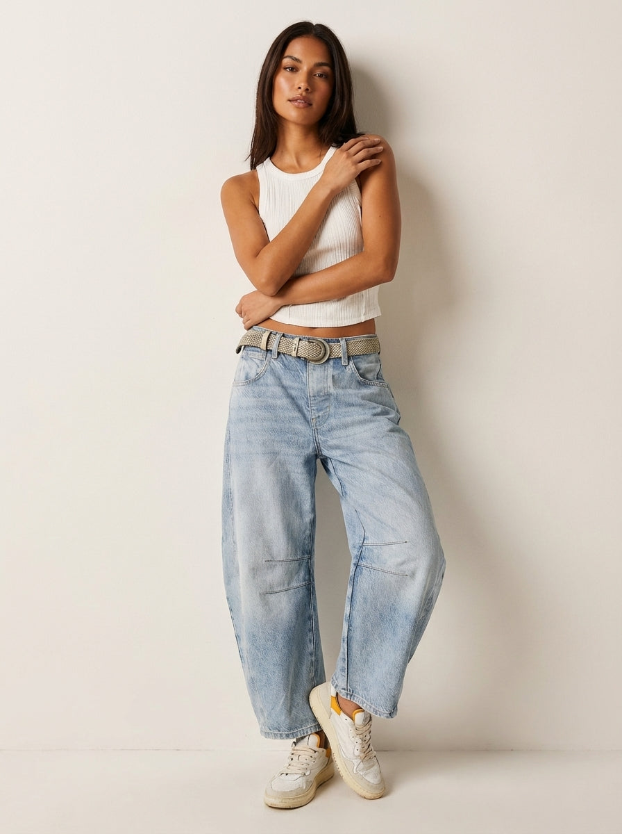 Weit geschnittene Damenhose mit hoher Taille und entspannter Passform - J&B - 6 - Atelier-Zofia