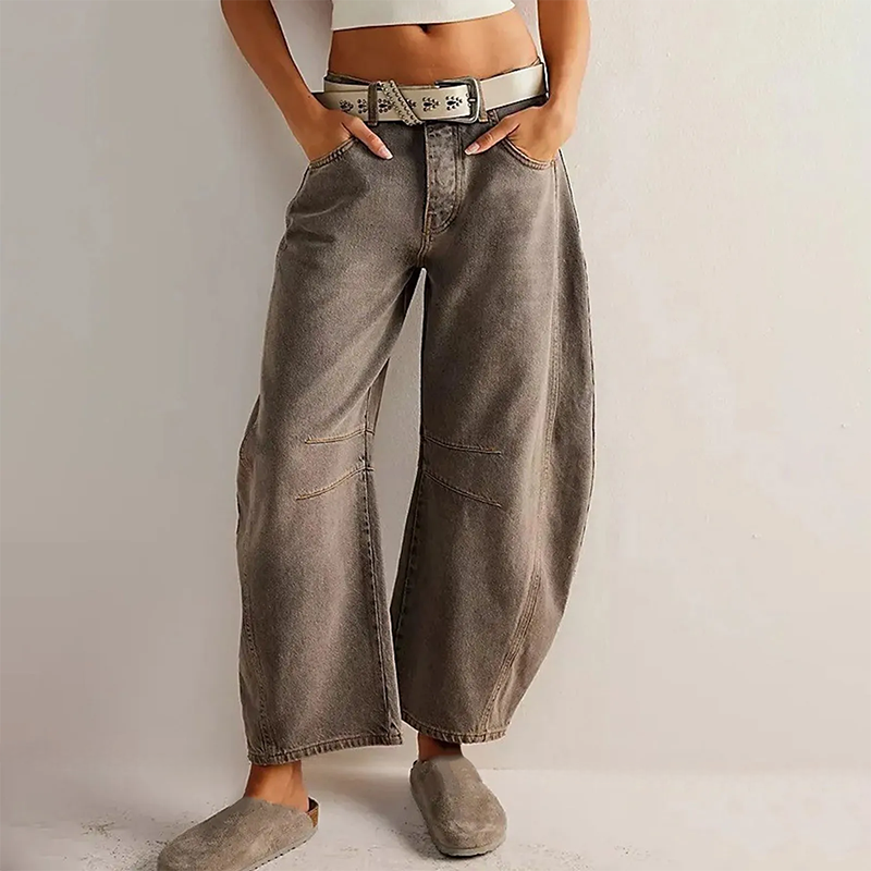 Weit geschnittene Damenhose mit hoher Taille und entspannter Passform - J&B - 8 - Atelier-Zofia