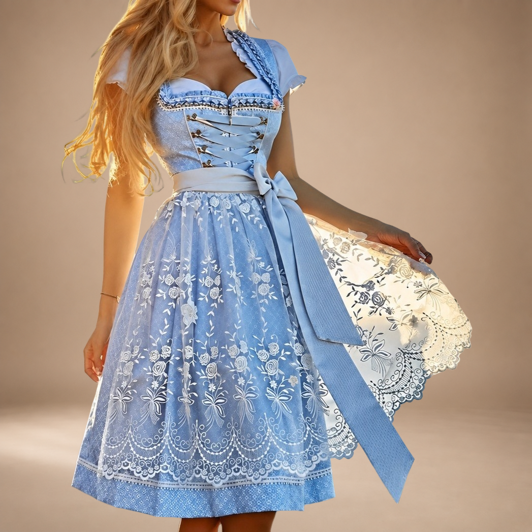 Stilvolles Dirndl für Damen mit Schnürdetails und elegantem Rock - J&B - 4 - Atelier-Zofia