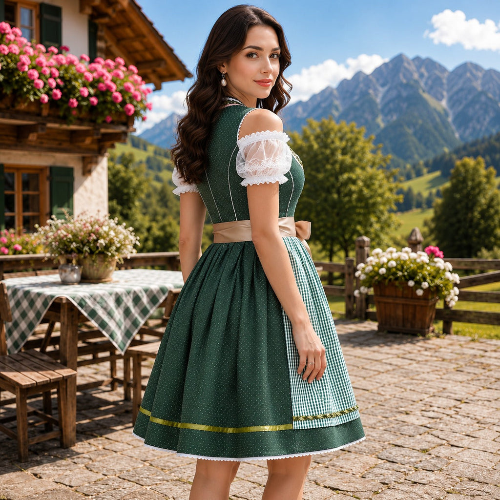 Charmantes Mini-Dirndl-Kleid für Damen mit schulterfreien Ärmeln - J&B - 2 - Atelier-Zofia