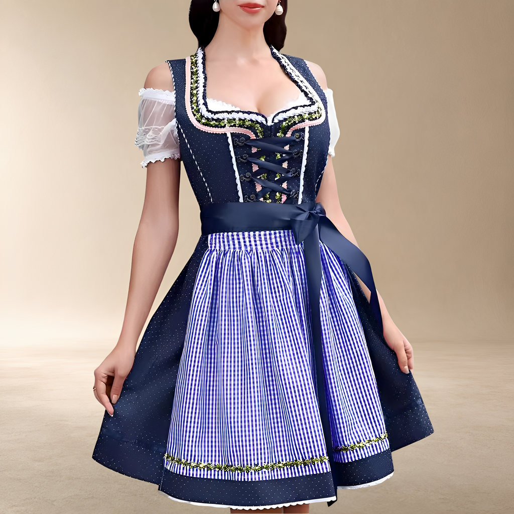 Charmantes Mini-Dirndl-Kleid für Damen mit schulterfreien Ärmeln - J&B - 5 - Atelier-Zofia