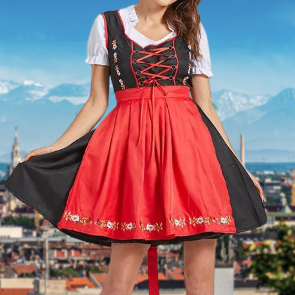 Elegantes Dirndl für Damen im traditionellen Oktoberfest-Design mit passender Schürze - J&B - 1 - Atelier-Zofia