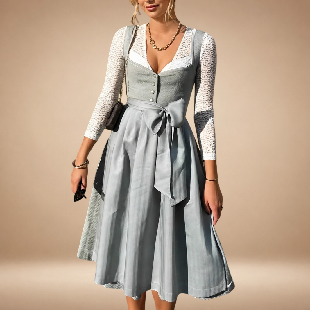Damen Midi-Kleid – Anmutiges Design mit Schleifendekor - J&B - 4 - Atelier-Zofia
