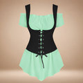 Verspieltes, schulterfreies Damenkleid mit taillierter Schnittführung und Schnürung - J&B - 4 - Atelier-Zofia