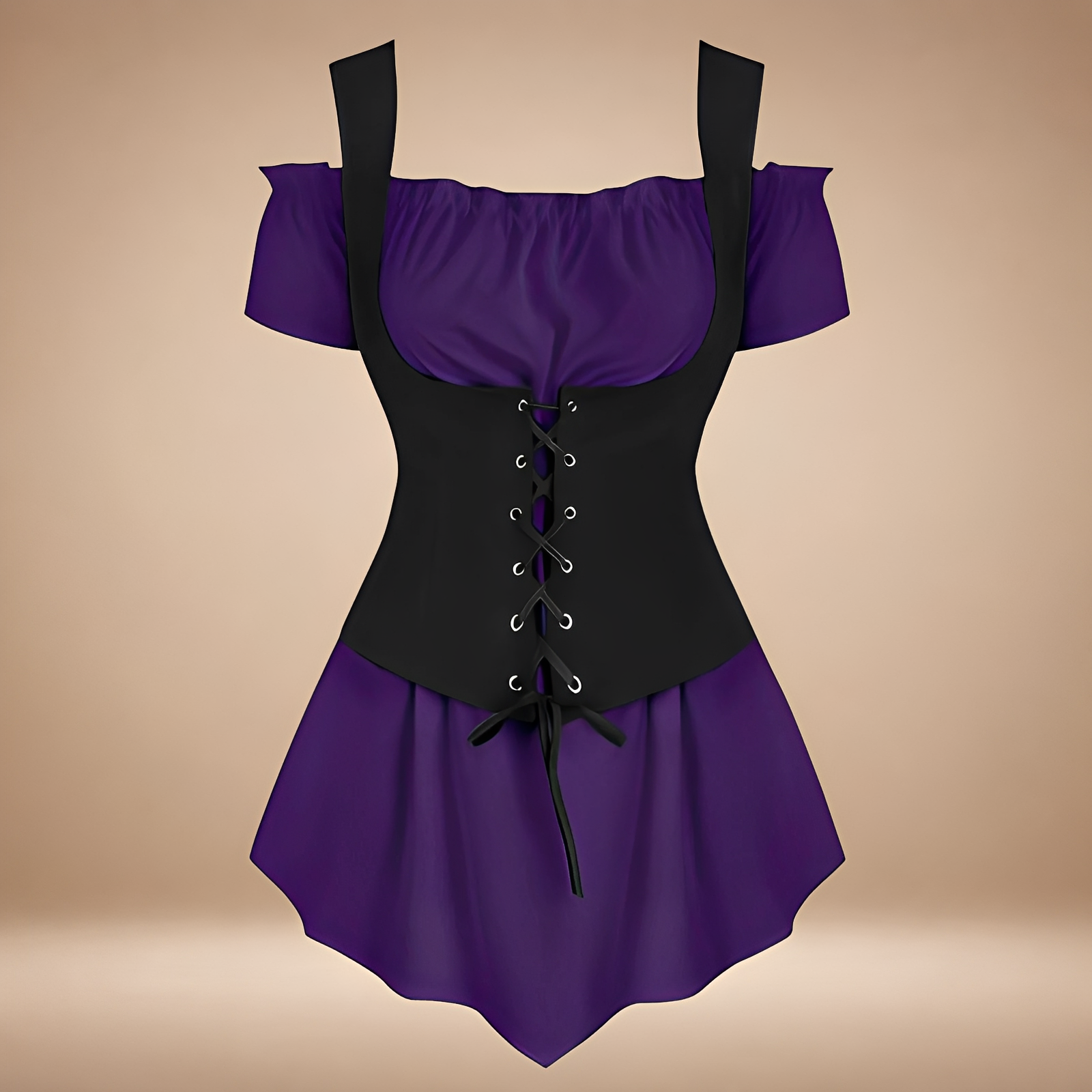 Verspieltes, schulterfreies Damenkleid mit taillierter Schnittführung und Schnürung - J&B - 8 - Atelier-Zofia