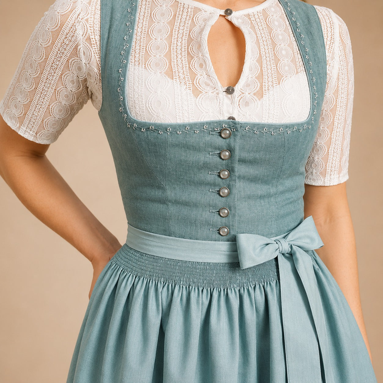 Damenkleid im traditionellen Oktoberfest-Stil mit verspielter Schleife - 10 - Atelier-Zofia
