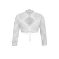 Romantische Damen-Spitzenbluse mit Bindegürtel und kurzem Schnitt - J&B - 3 - Atelier-Zofia