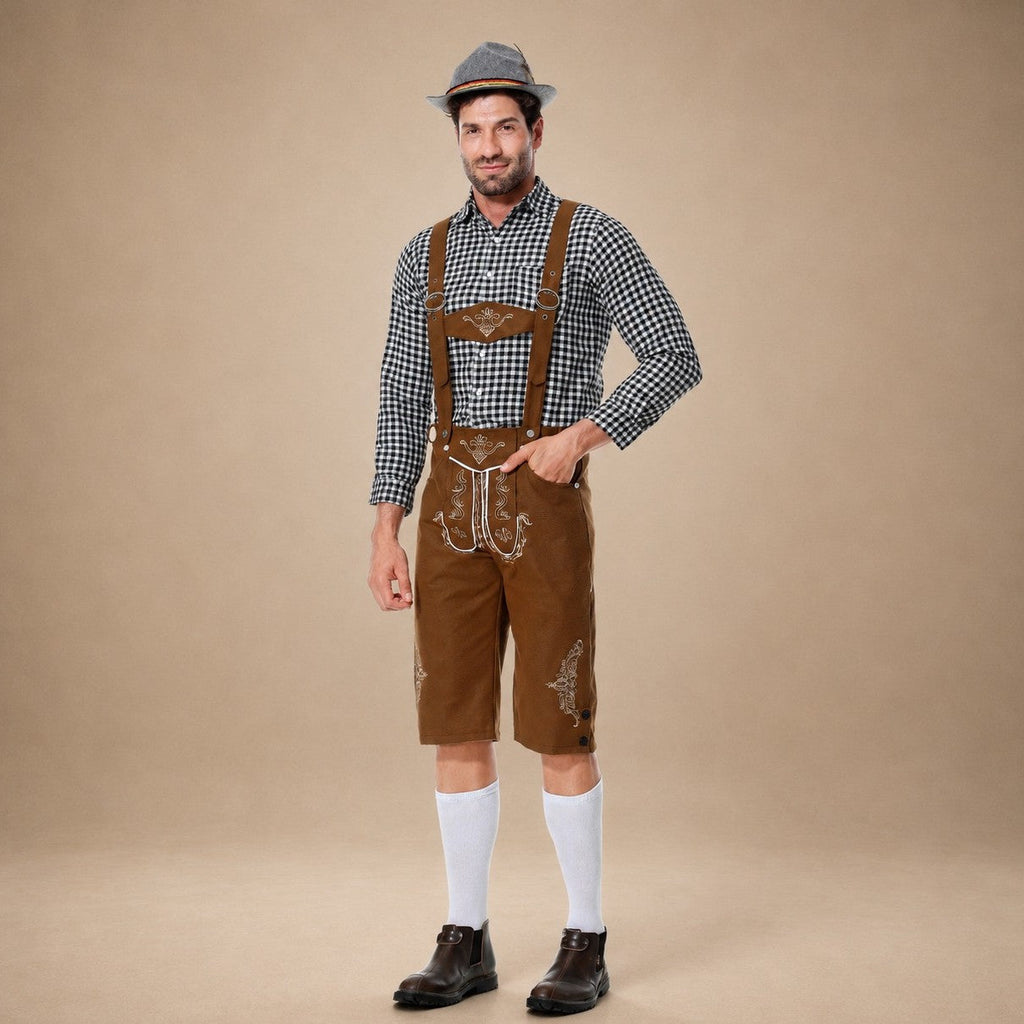 Herren-Oktoberfest-Shorts mit eleganten Stickereien und Hosenträgern - J&B - 4 - Atelier-Zofia