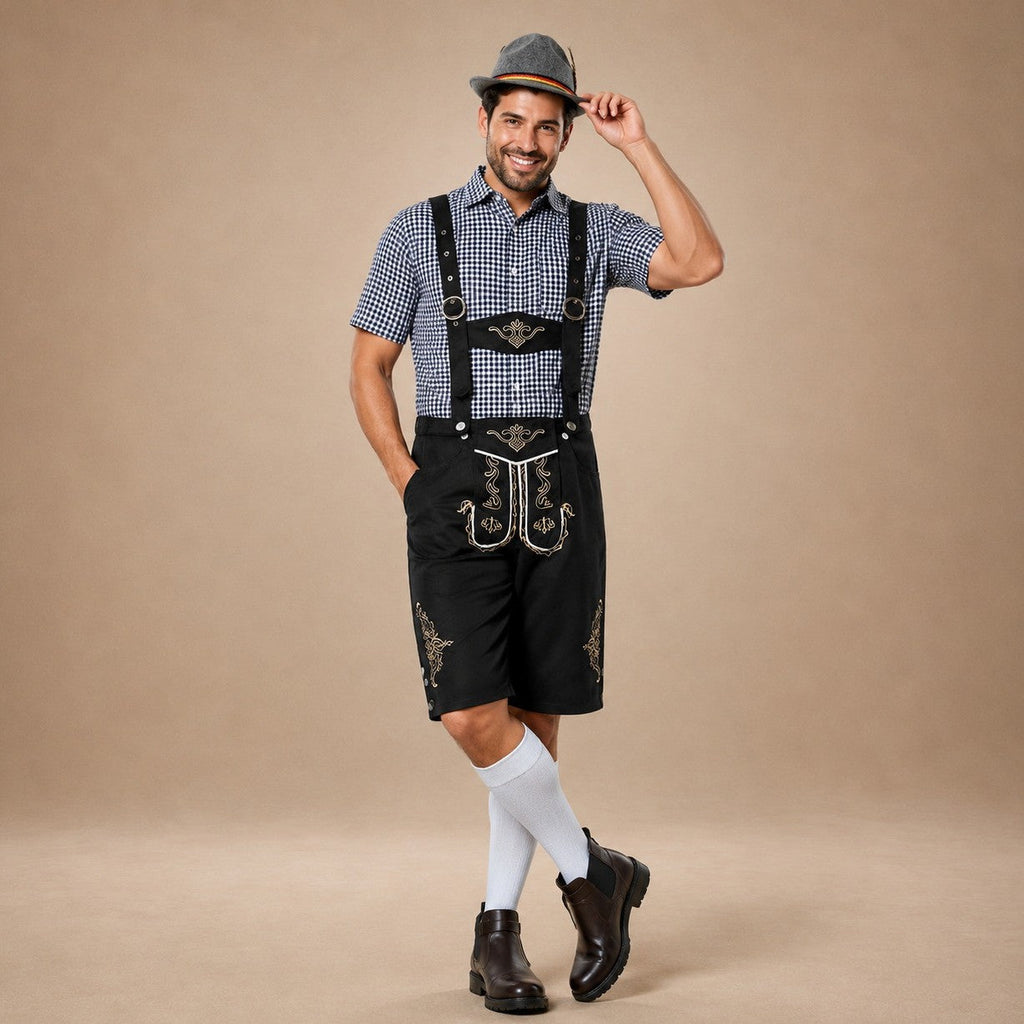 Herren-Oktoberfest-Shorts mit eleganten Stickereien und Hosenträgern - J&B - 6 - Atelier-Zofia