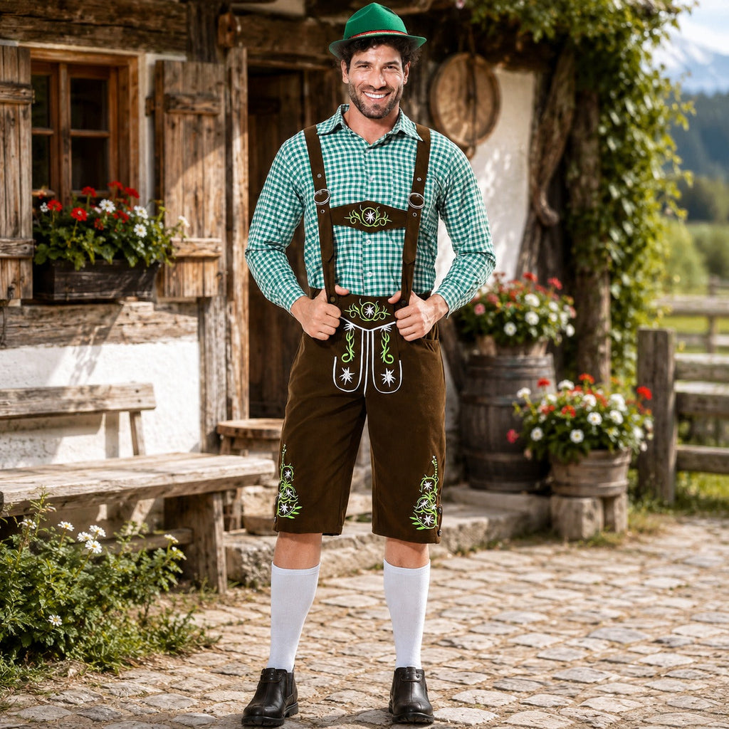 Elegante Herren Lederhosen im Oktoberfest-Stil – Authentische Stickereien von J&B - 1 - Atelier-Zofia