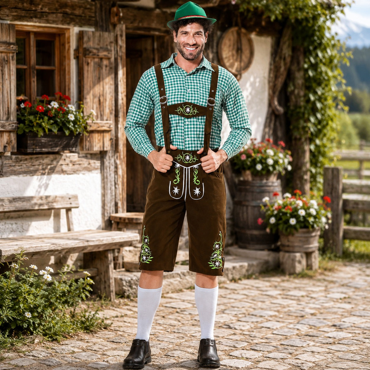 Elegante Herren Lederhosen im Oktoberfest-Stil – Authentische Stickereien von J&B - 1 - Atelier-Zofia
