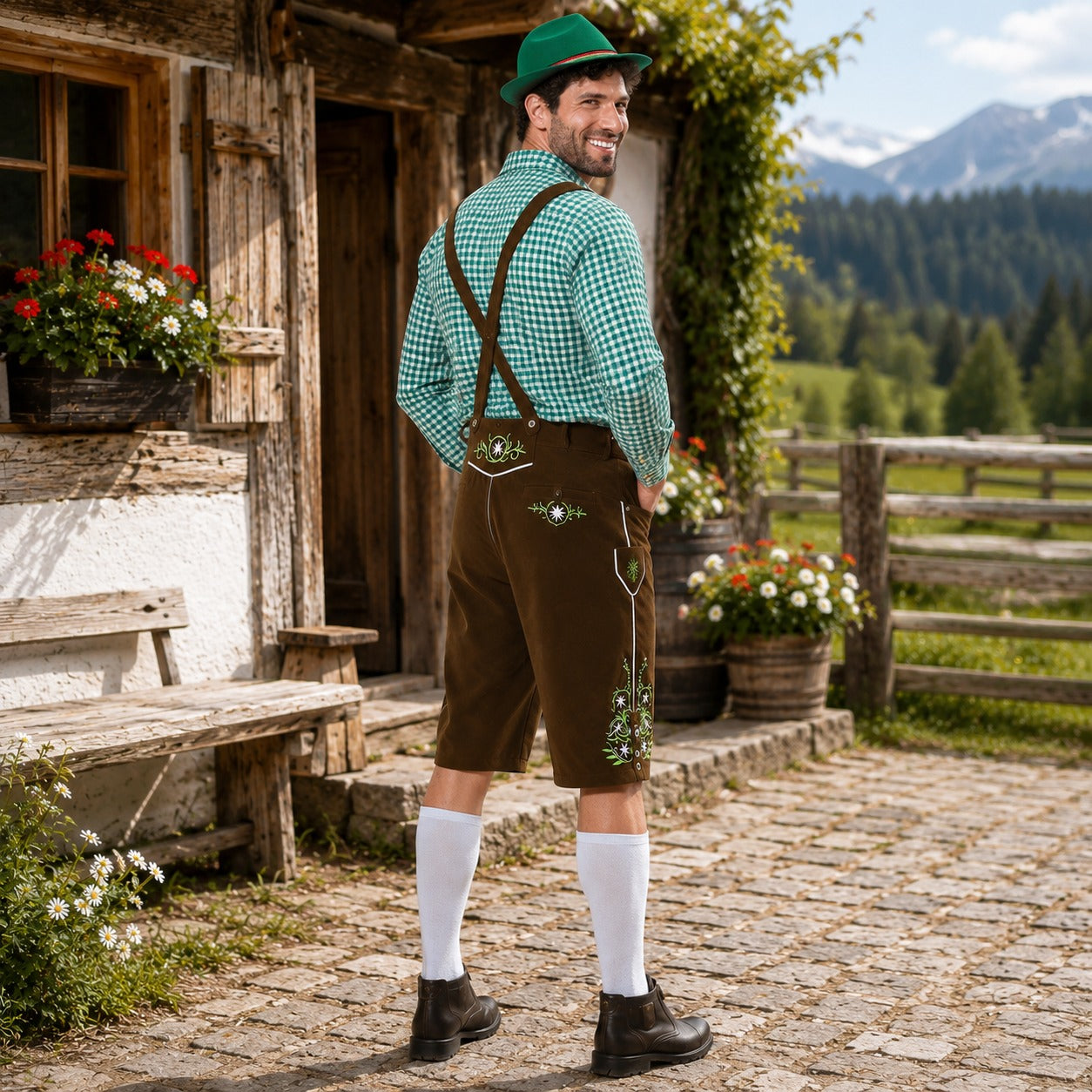 Elegante Herren Lederhosen im Oktoberfest-Stil – Authentische Stickereien von J&B - 2 - Atelier-Zofia