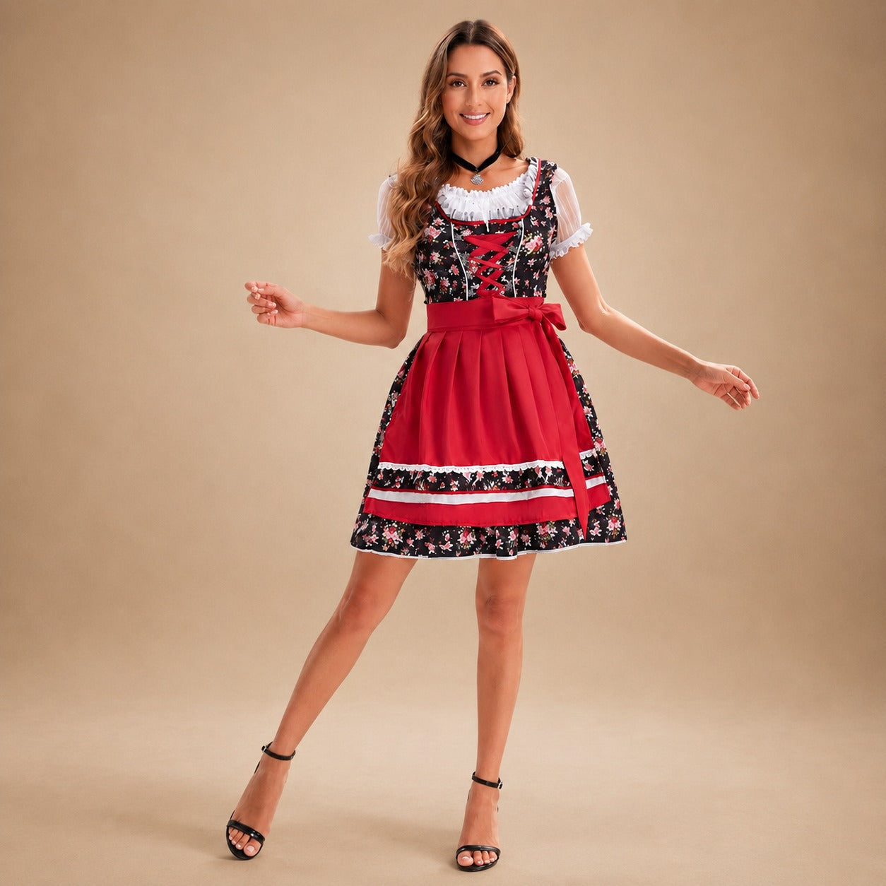 Oktoberfestkleid Damen mit floralen Akzenten und Rüschen | A&Z - 4 - Atelier-Zofia
